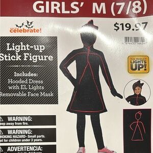 Light-Up Stick Figure Costume for Girls - Black and Red